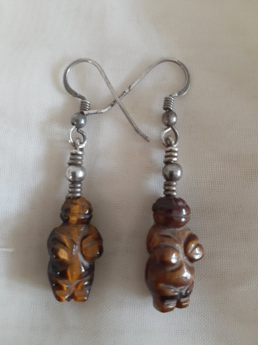 VINTAGE TIGER EYE VENUS GODDESS EARRINGS